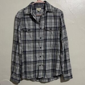 Gray and Blue Plaid Button-Up Shirt Sonoma EUC women's small (oversized)